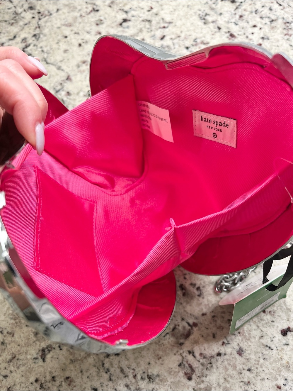 Kate Spade Silver Disco Heart Crossbody Bag NWT - Picture 7 of 9